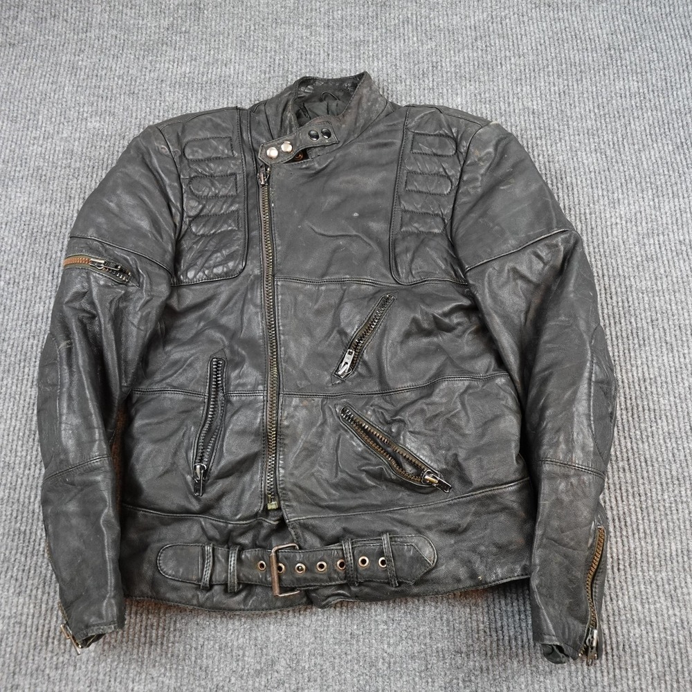 Vintage Hein Gericke Harley Davidson Leather Motorcycle Jacket Mens 46 Padded